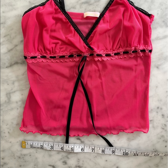 Mesh Y2K McBling Bimbo Hot Pink Vintage Top - Picture 4 of 4